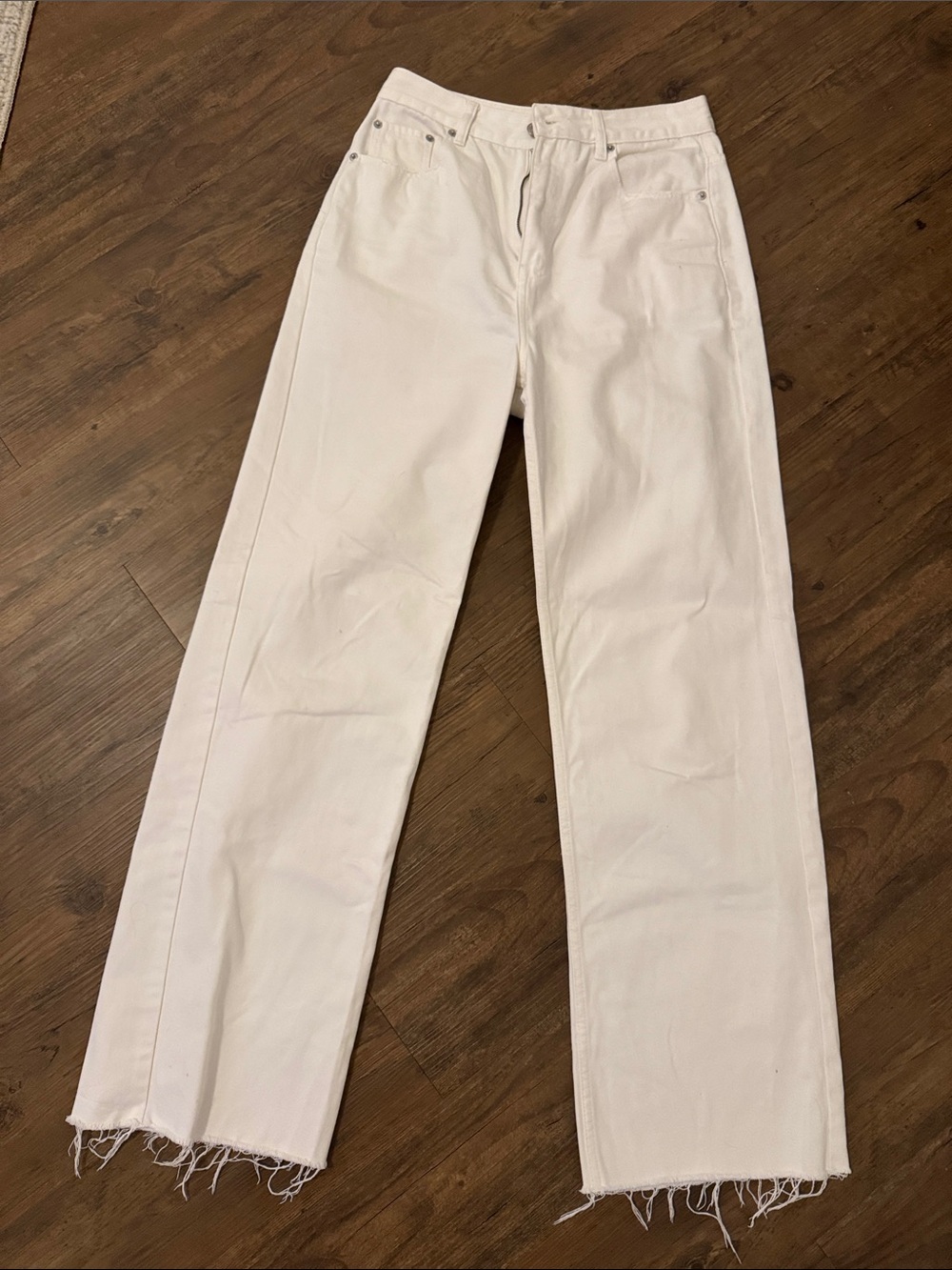 Glassons White High-Rise Straight Leg Jeans